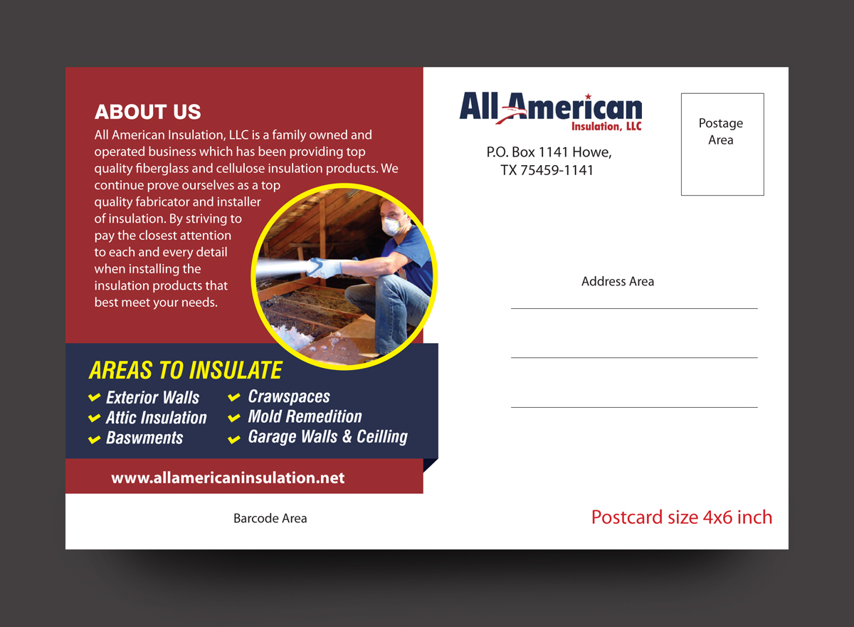 Postcard Design by rkailas for All American Insulation, LLC | Design #12691912