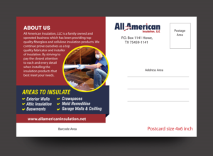 Diseño de Postal por rkailas para All American Insulation, LLC | Diseño: #12691912
