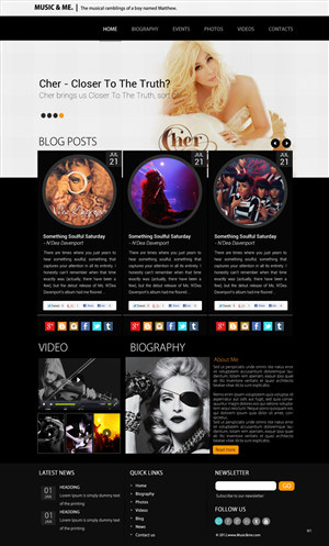 Music And Me - A music blogger named Matthew needs a website to combine all avenues of social media 