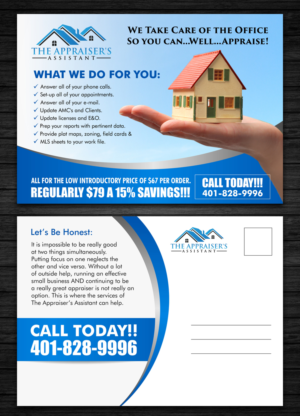 Postcard Design by ecorokerz for The Appraiser's Assistant | Design: #12663791