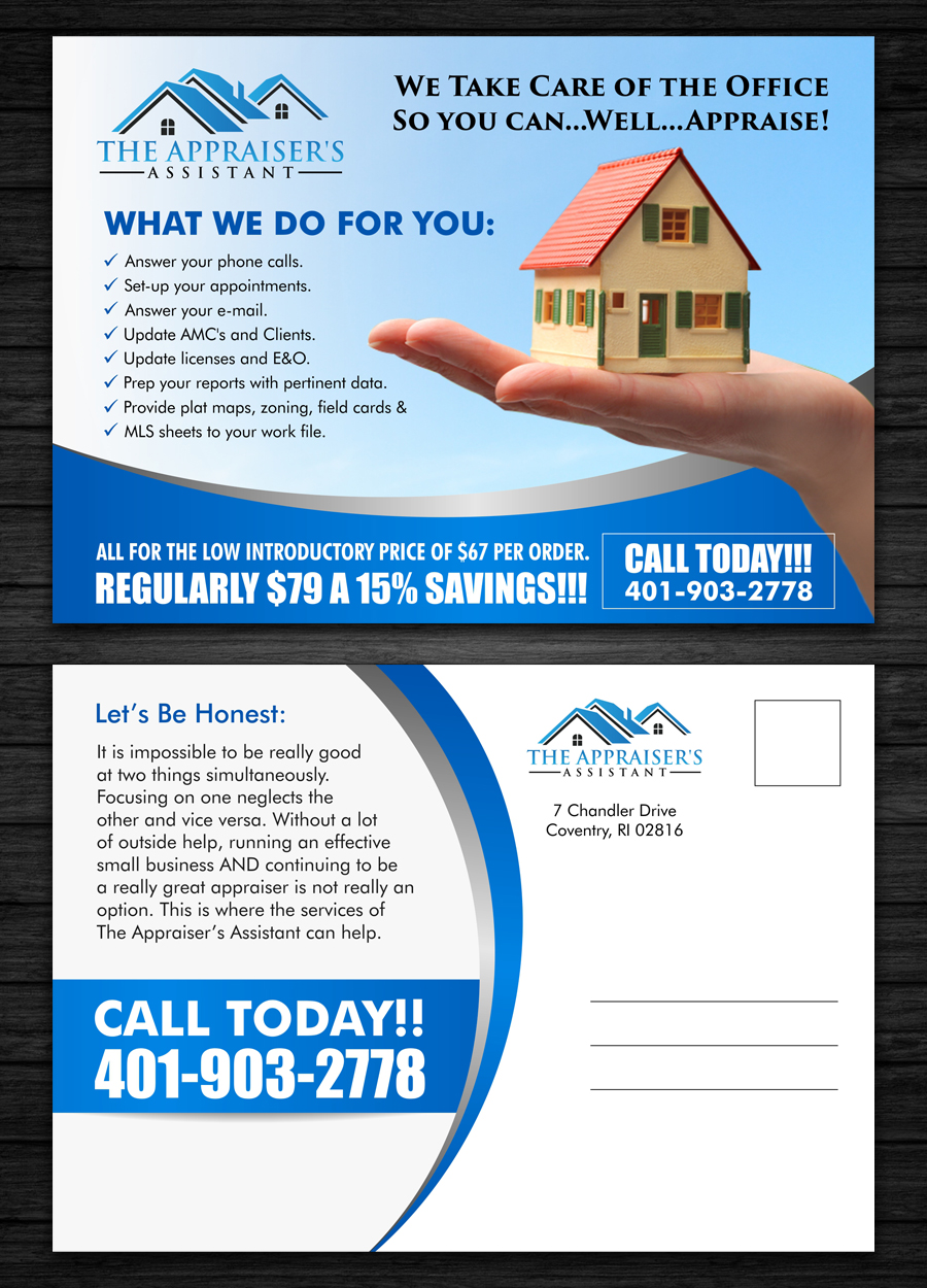 Design de Carte Postale par ecorokerz pour The Appraiser's Assistant | Design #12711567