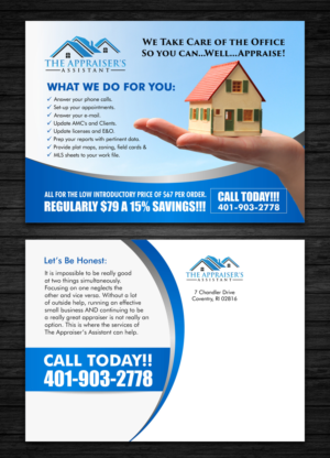 Postcard Design by ecorokerz for The Appraiser's Assistant | Design: #12842827