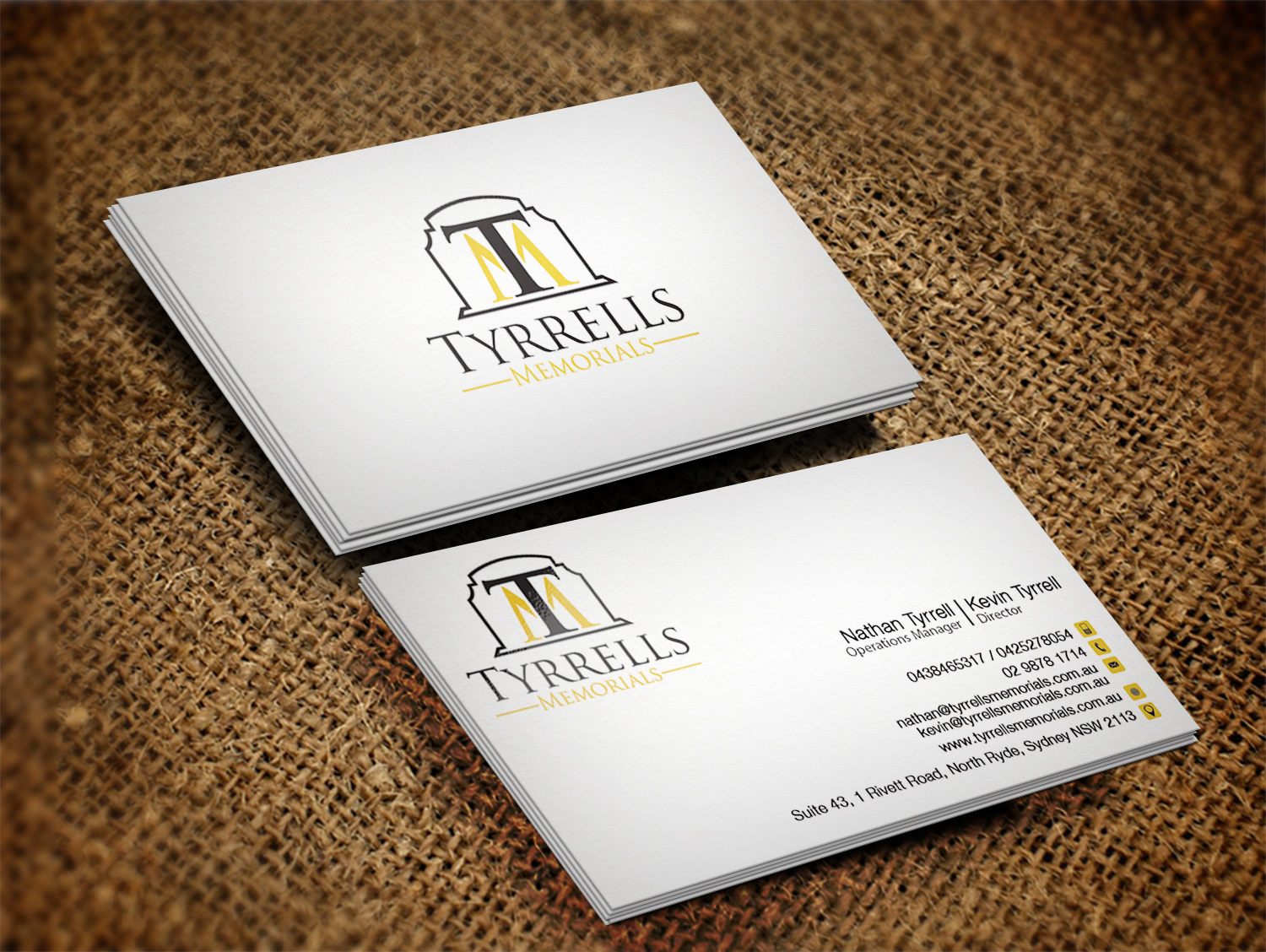 Diseño de Tarjeta de Presentación por Pixi Dust para Tyrrells Memorials | Diseño #12653348