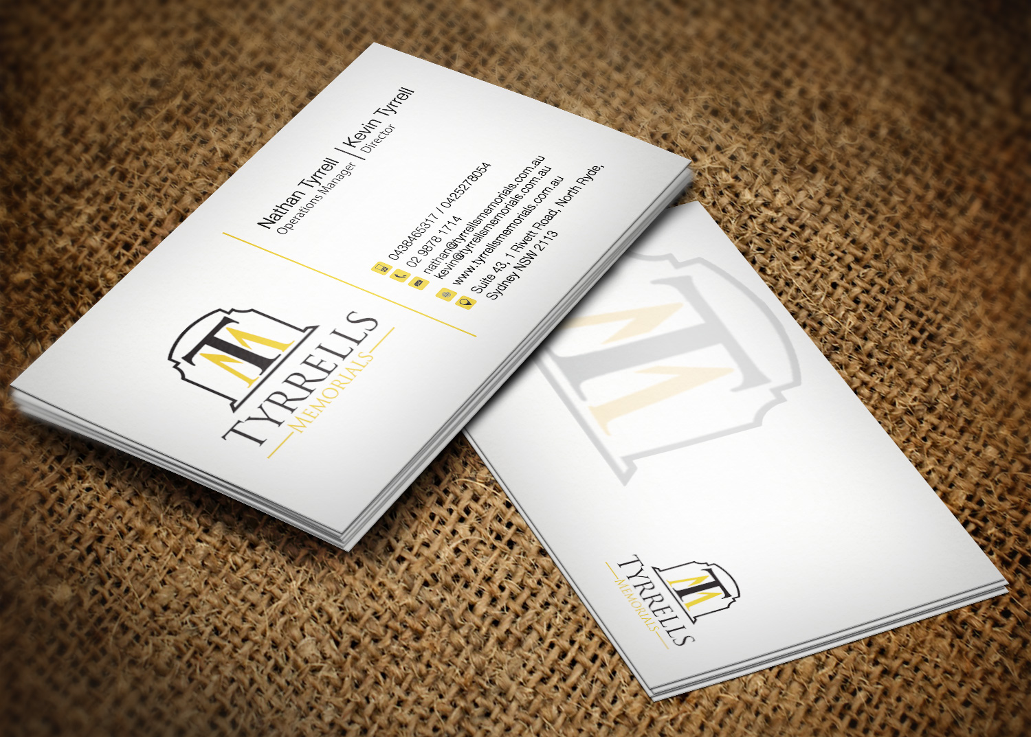 Diseño de Tarjeta de Presentación por Pixi Dust para Tyrrells Memorials | Diseño #12653351