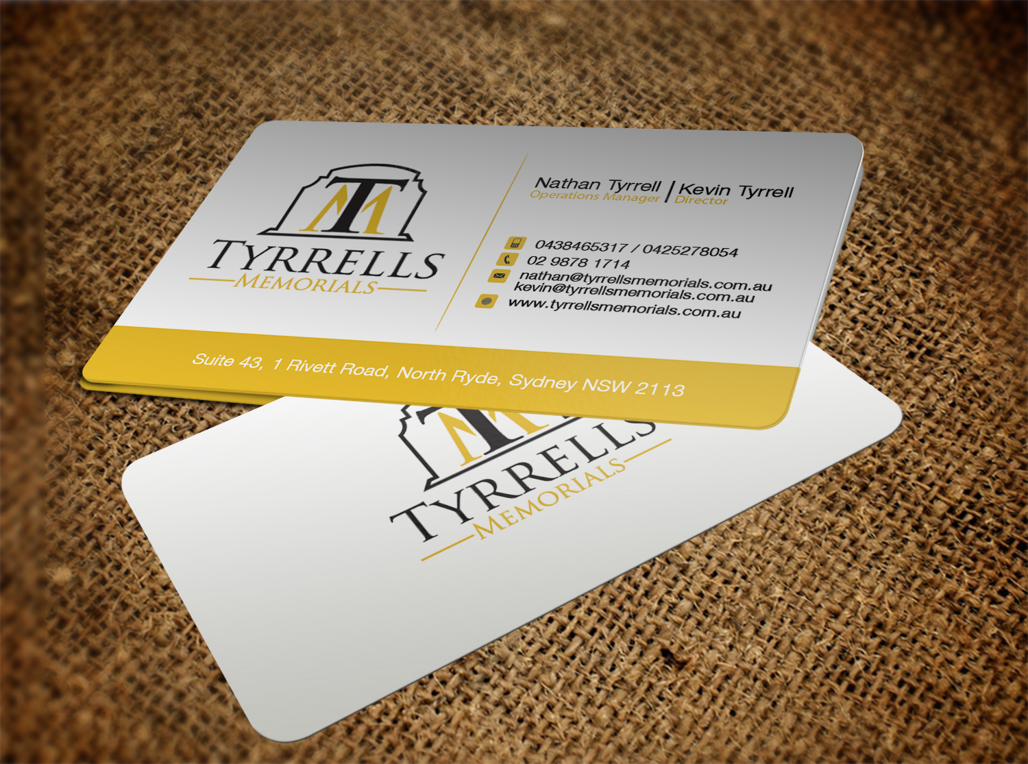 Business Card Design by Pixi Dust for Tyrrells Memorials | Design #12653352