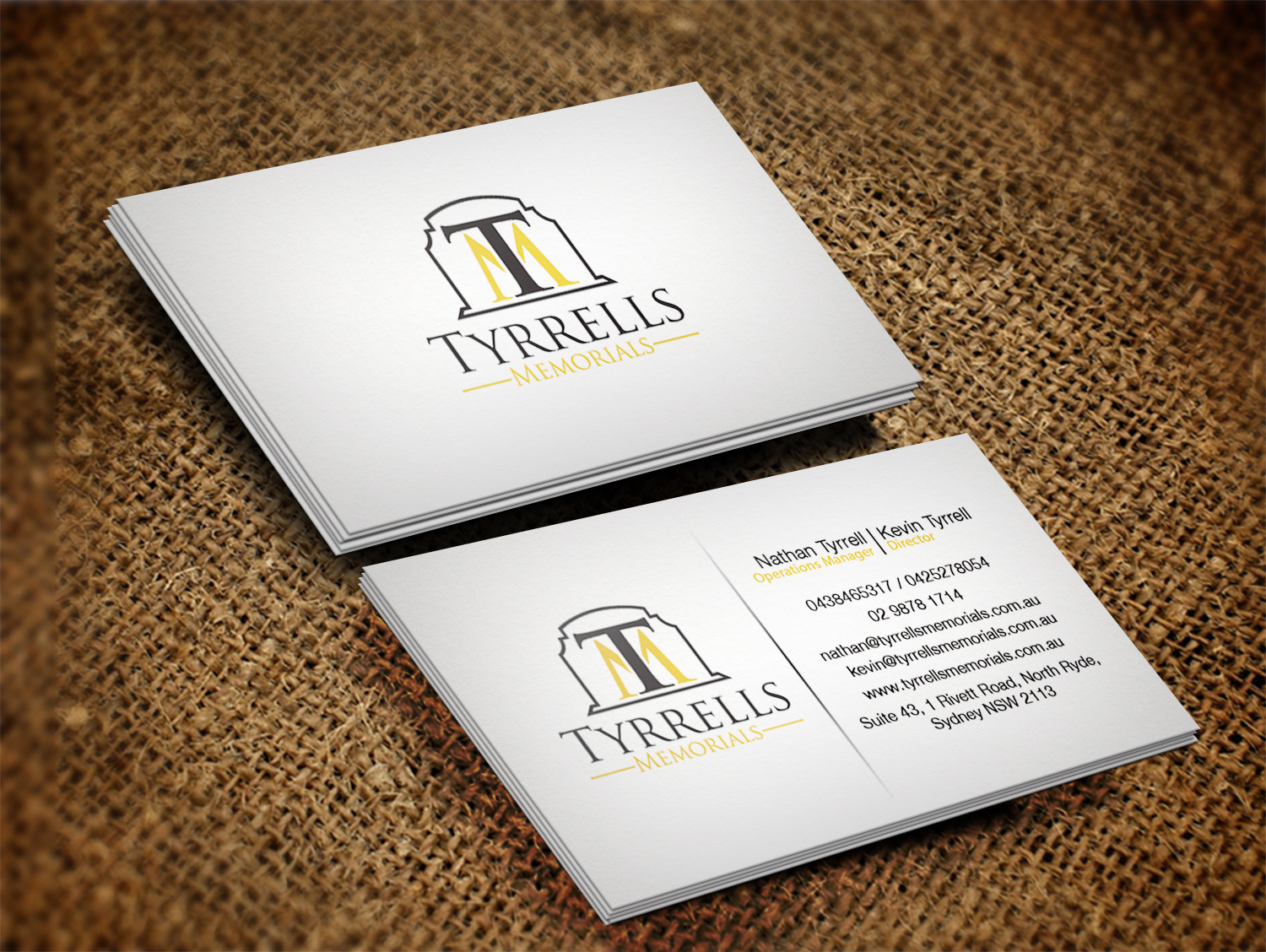 Business Card Design by Pixi Dust for Tyrrells Memorials | Design #12653356