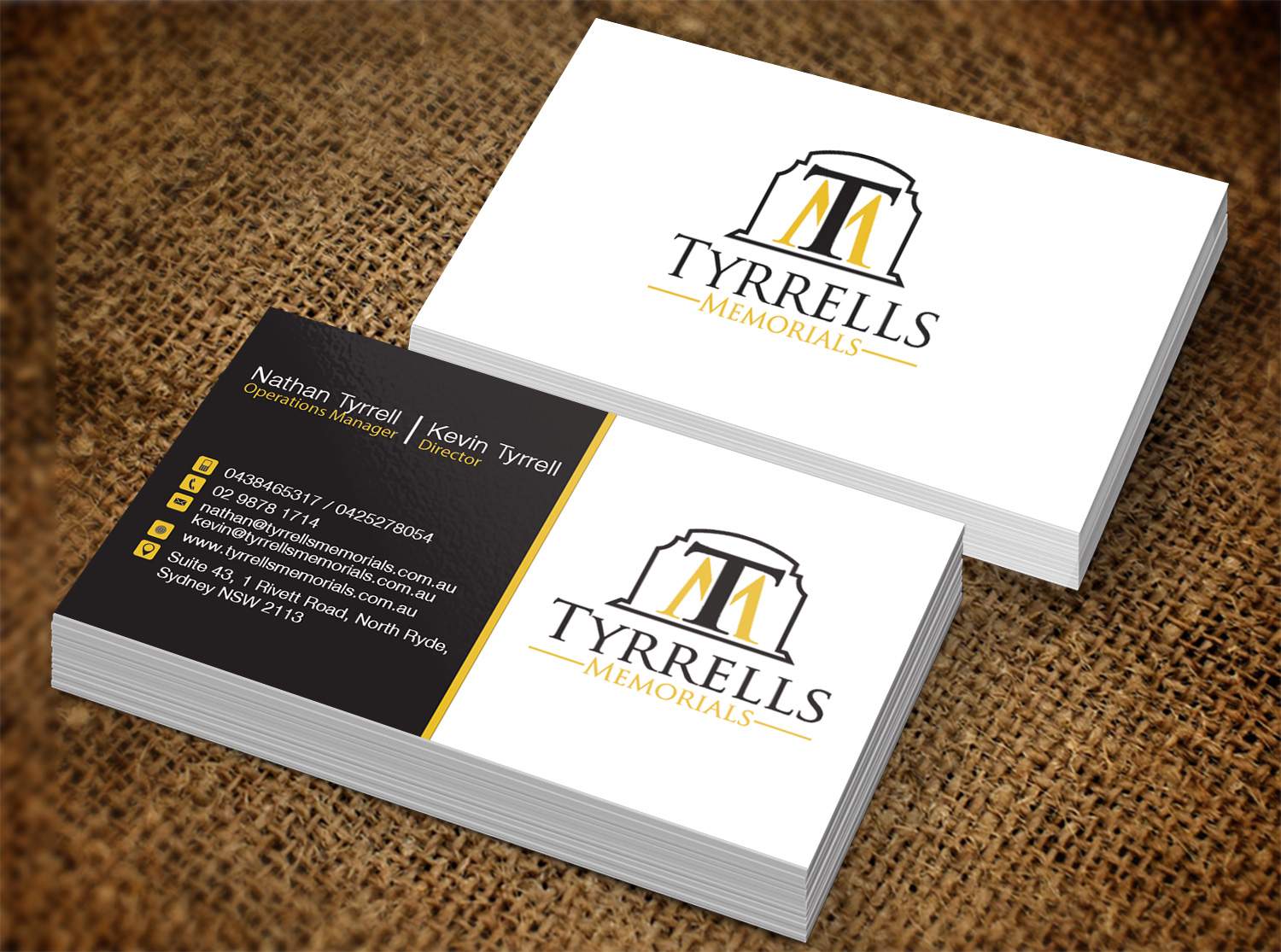 Business Card Design by Pixi Dust for Tyrrells Memorials | Design #12653380