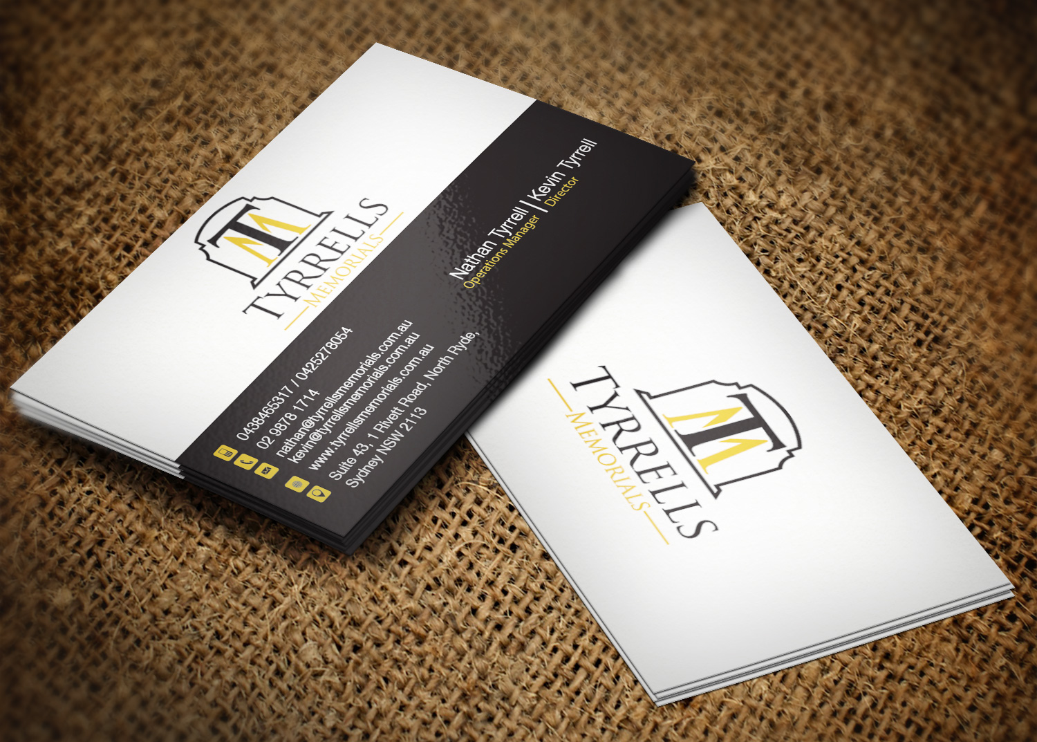 Diseño de Tarjeta de Presentación por Pixi Dust para Tyrrells Memorials | Diseño #12653381