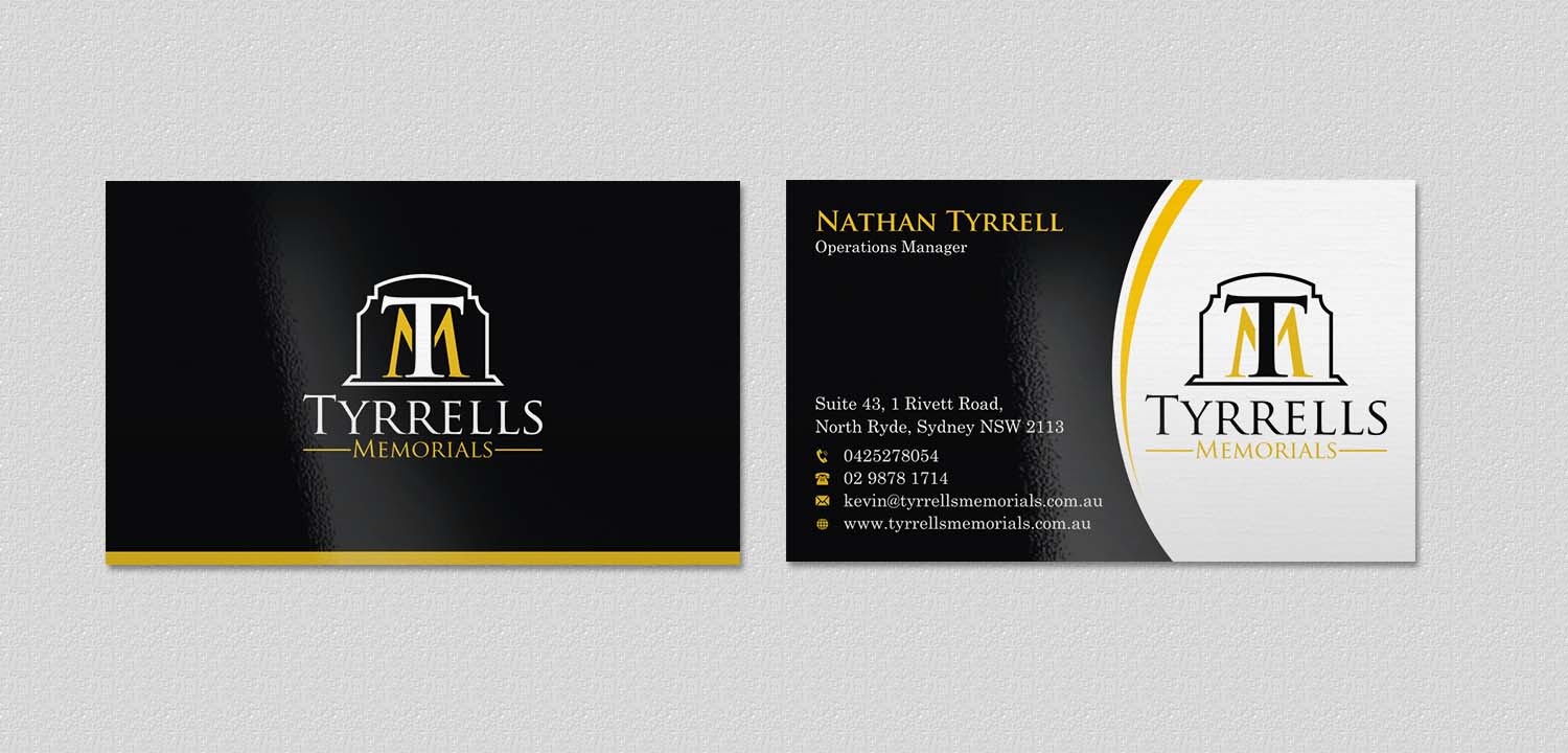 Visitenkarten-Design von INDIAN_Ashok für Tyrrells Memorials | Design #12651702