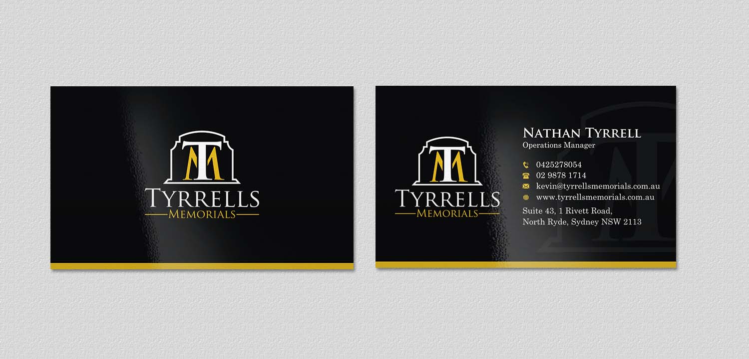 Business Card Design by INDIAN_Ashok for Tyrrells Memorials | Design #12651703