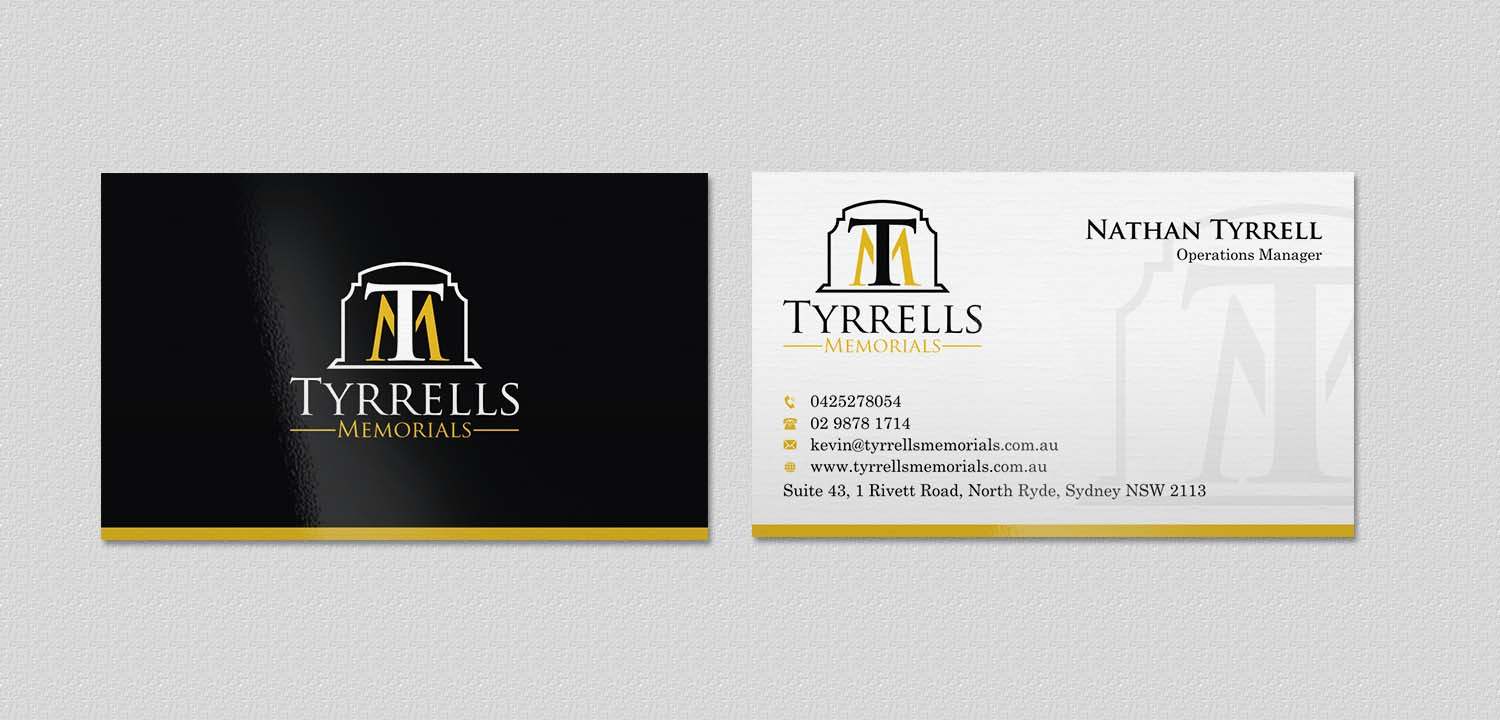 Business Card Design by INDIAN_Ashok for Tyrrells Memorials | Design #12651708