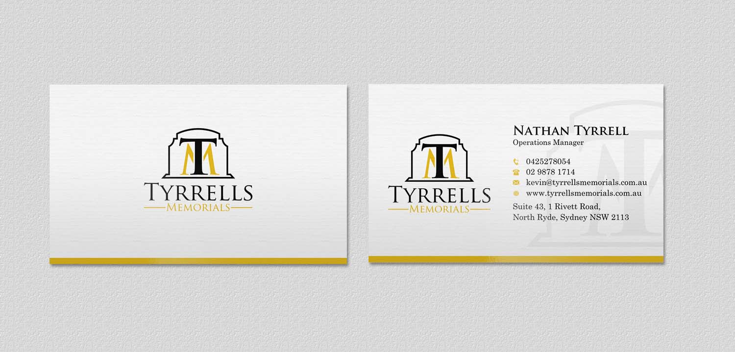 Diseño de Tarjeta de Presentación por INDIAN_Ashok para Tyrrells Memorials | Diseño #12651717