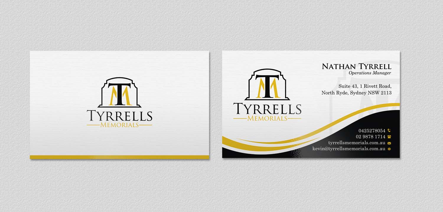 Business Card Design by INDIAN_Ashok for Tyrrells Memorials | Design #12651721