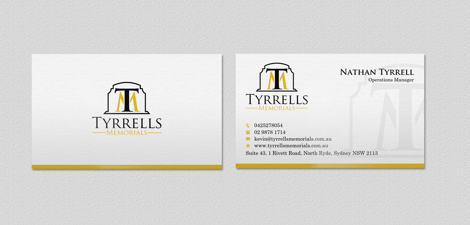 Business Card Design by INDIAN_Ashok for Tyrrells Memorials | Design #12651723