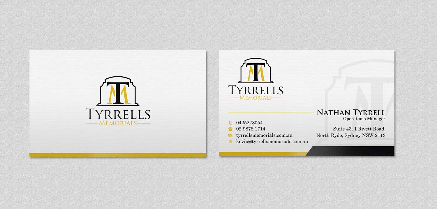 Business Card Design by INDIAN_Ashok for Tyrrells Memorials | Design #12651725