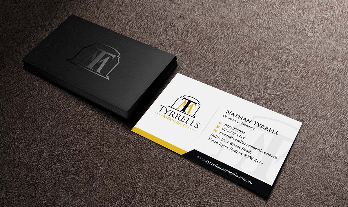 Visitenkarten-Design von INDIAN_Ashok für Tyrrells Memorials | Design #12651742
