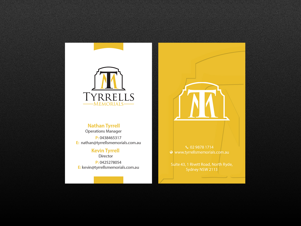 Business Card Design by Creations Box 2015 for Tyrrells Memorials | Design #12659584