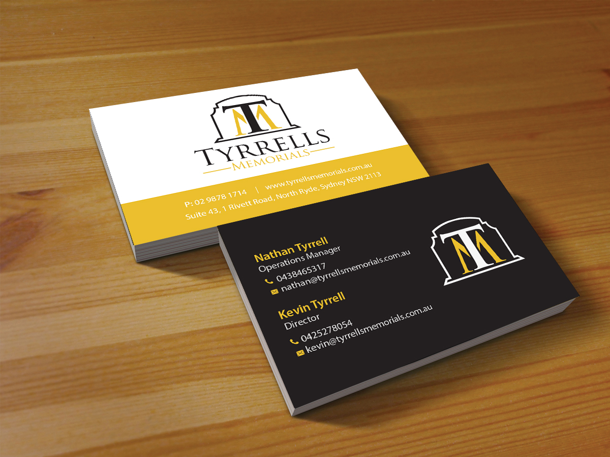 Business Card Design by Creations Box 2015 for Tyrrells Memorials | Design #12659585
