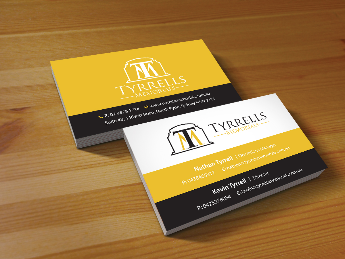 Business Card Design by Creations Box 2015 for Tyrrells Memorials | Design #12659588