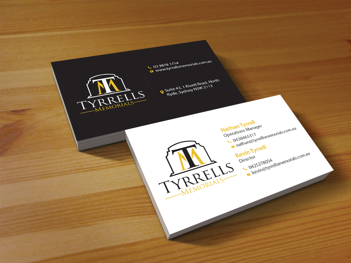 Business Card Design by Creations Box 2015 for Tyrrells Memorials | Design #12659591