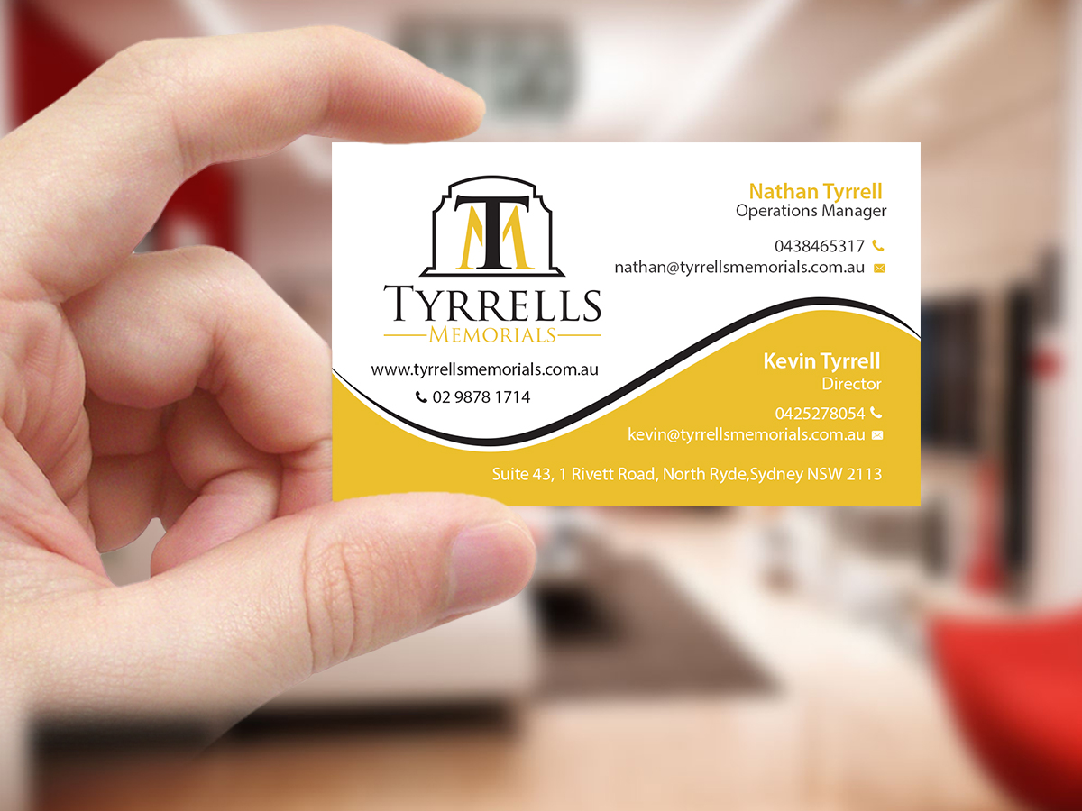 Business Card Design by Creations Box 2015 for Tyrrells Memorials | Design #12659593