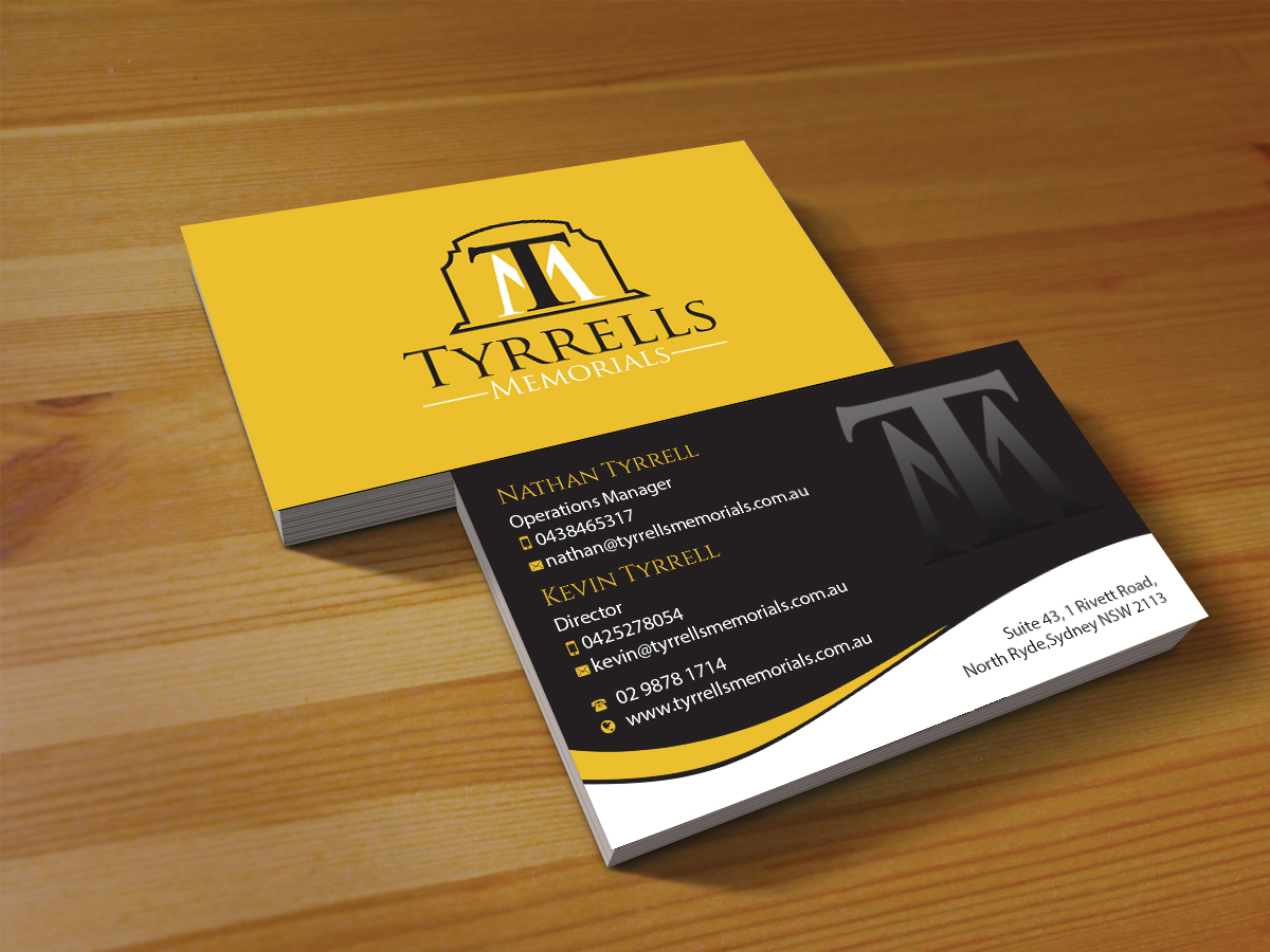 Business Card Design by Creations Box 2015 for Tyrrells Memorials | Design #12659598