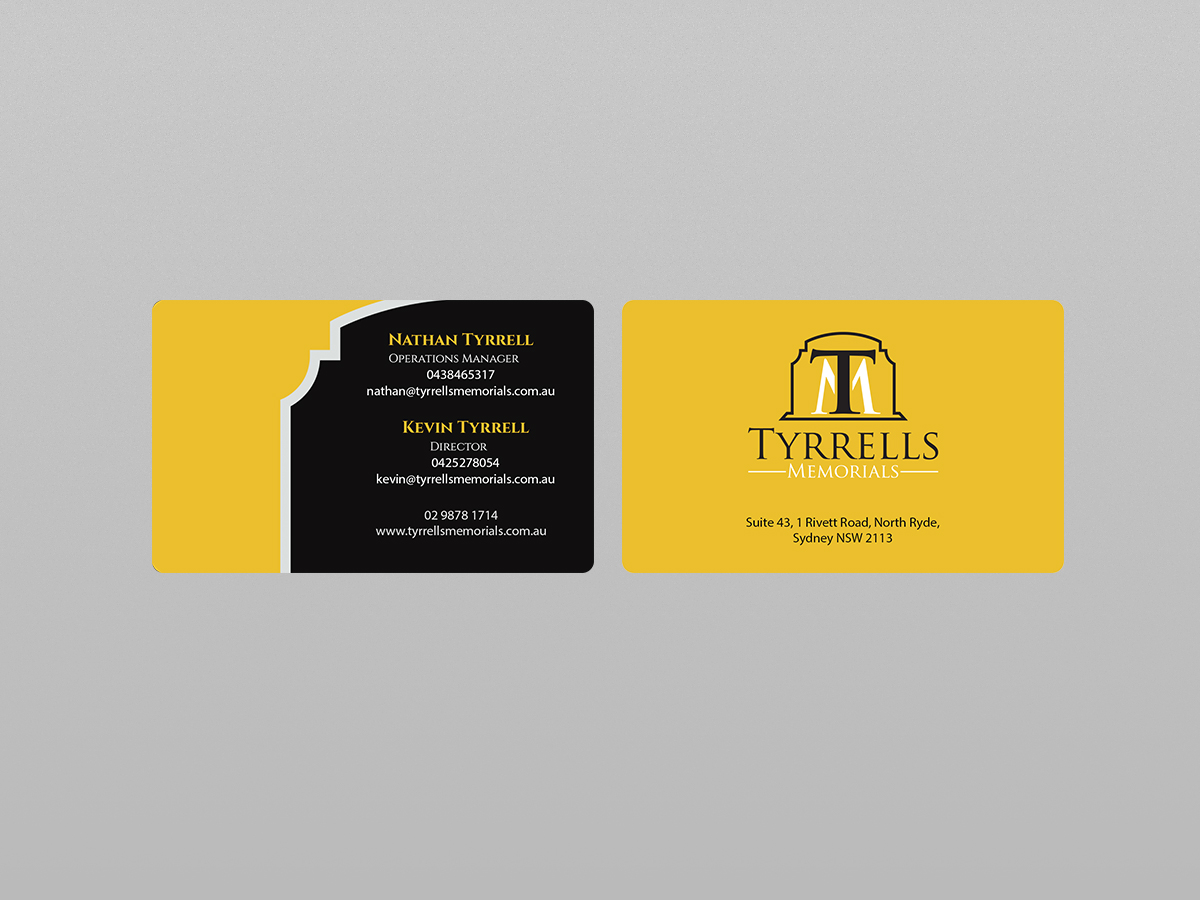 Business Card Design by Creations Box 2015 for Tyrrells Memorials | Design #12659602