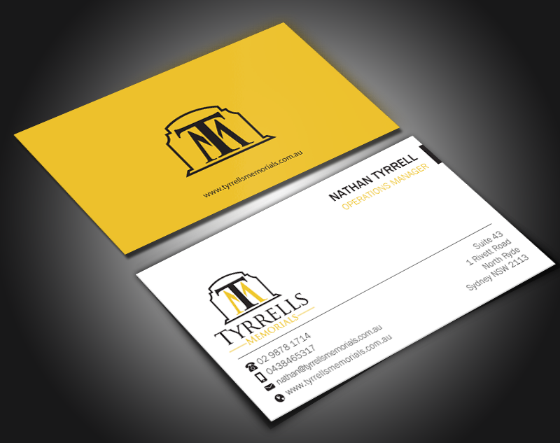 Business Card Design by Brand aid for Tyrrells Memorials | Design #12652437