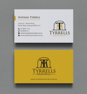 Business Card Design by chandrayaan.creative for Tyrrells Memorials | Design: #12650785