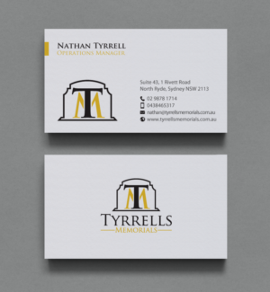 Business Card Design by chandrayaan.creative for Tyrrells Memorials | Design: #12650786