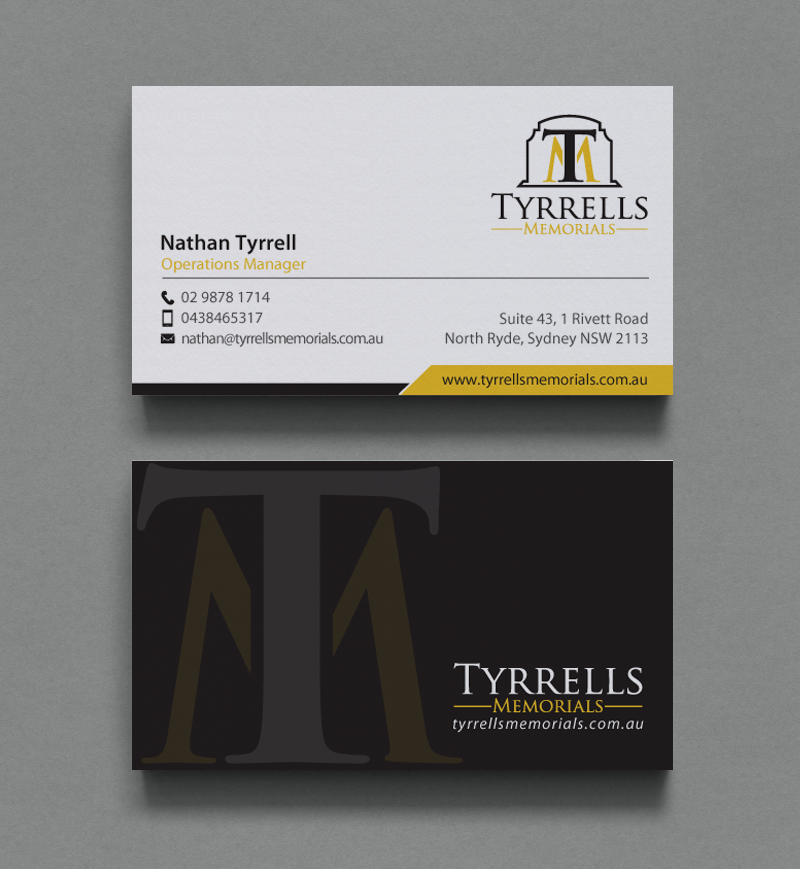 Business Card Design by chandrayaan.creative for Tyrrells Memorials | Design #12650790