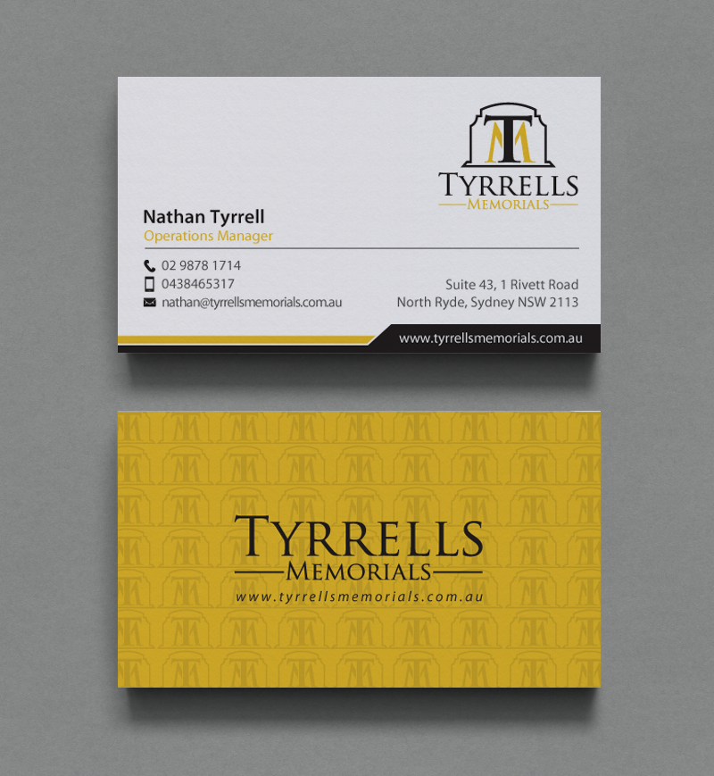 Business Card Design by chandrayaan.creative for Tyrrells Memorials | Design #12652511