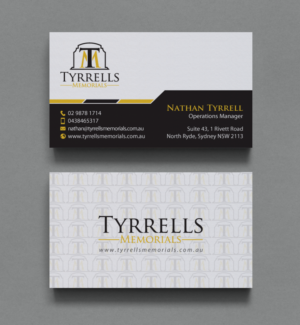 Business Card Design by chandrayaan.creative for Tyrrells Memorials | Design: #12652512