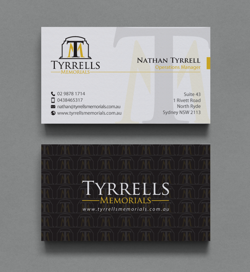 Design de Carte de Visite par chandrayaan.creative pour Tyrrells Memorials | Design #12652513