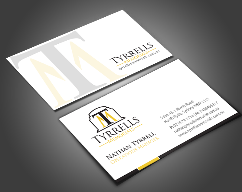 Business Card Design by chandrayaan.creative for Tyrrells Memorials | Design #12652516