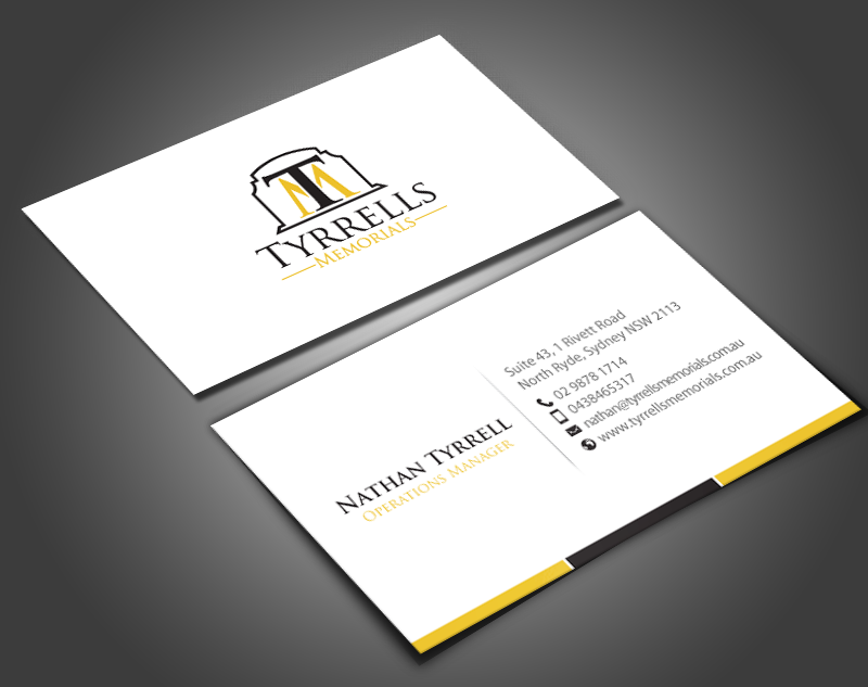 Business Card Design by chandrayaan.creative for Tyrrells Memorials | Design #12652520