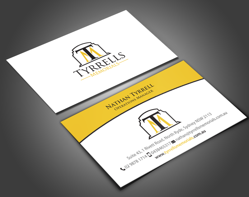 Business Card Design by chandrayaan.creative for Tyrrells Memorials | Design #12652523