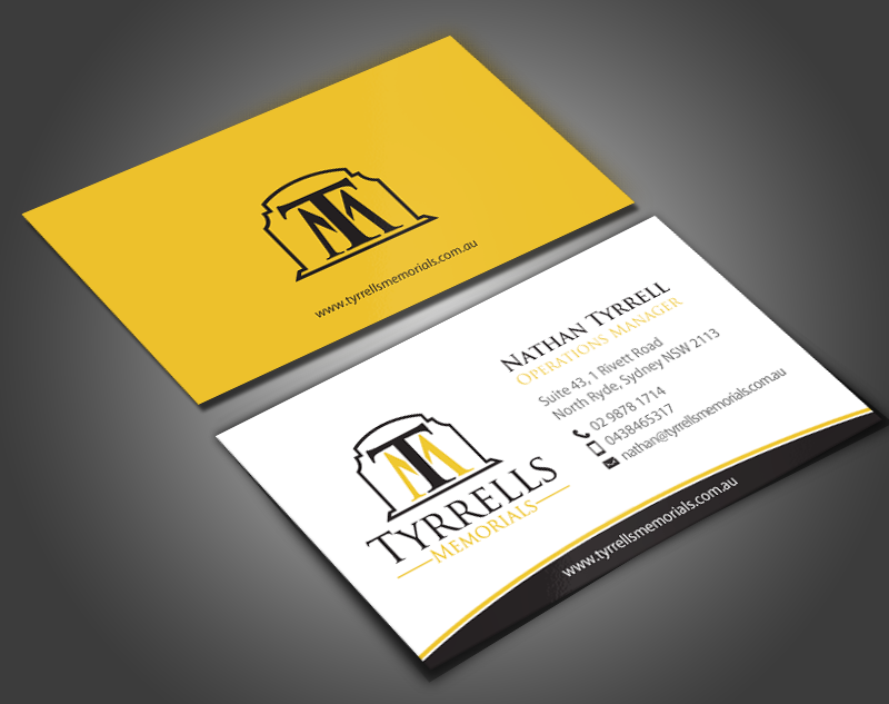 Diseño de Tarjeta de Presentación por chandrayaan.creative para Tyrrells Memorials | Diseño #12652524