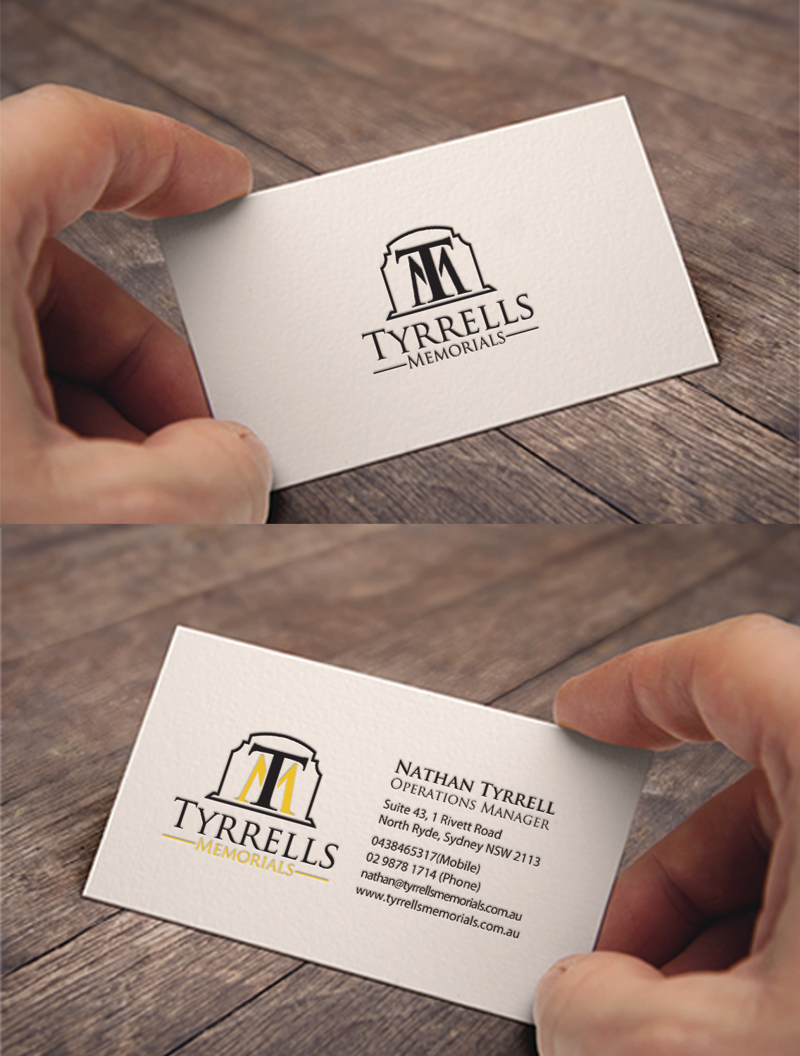 Diseño de Tarjeta de Presentación por chandrayaan.creative para Tyrrells Memorials | Diseño #12677205