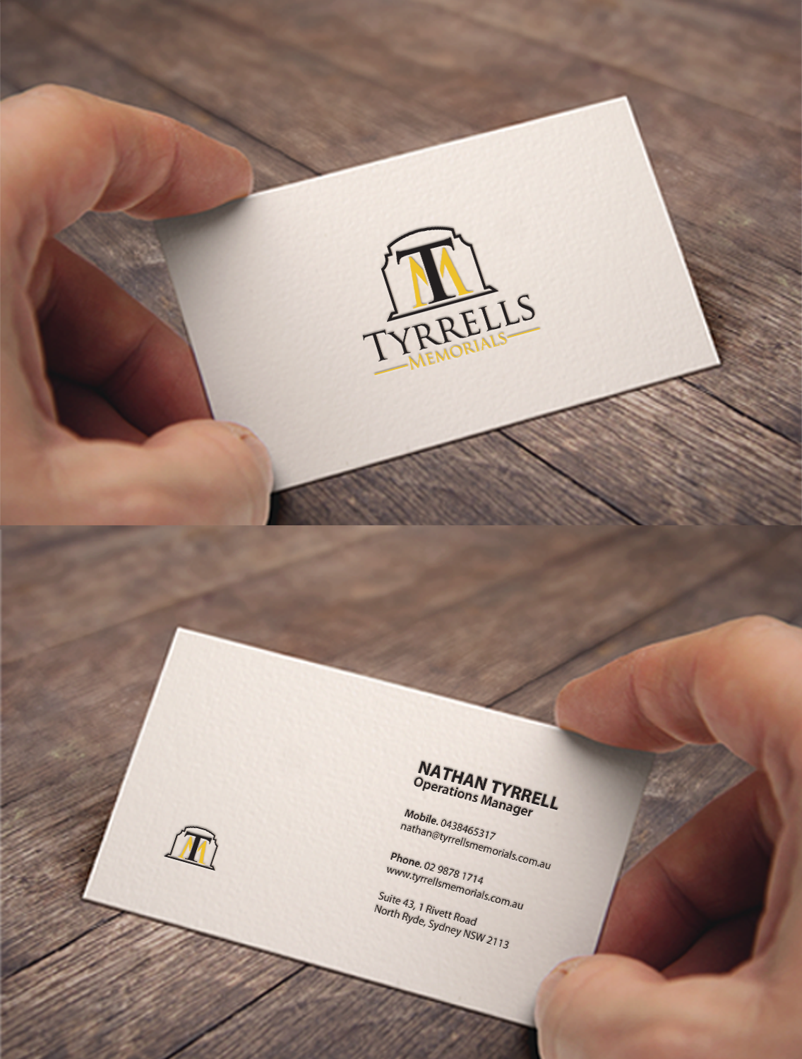 Diseño de Tarjeta de Presentación por chandrayaan.creative para Tyrrells Memorials | Diseño #12677209