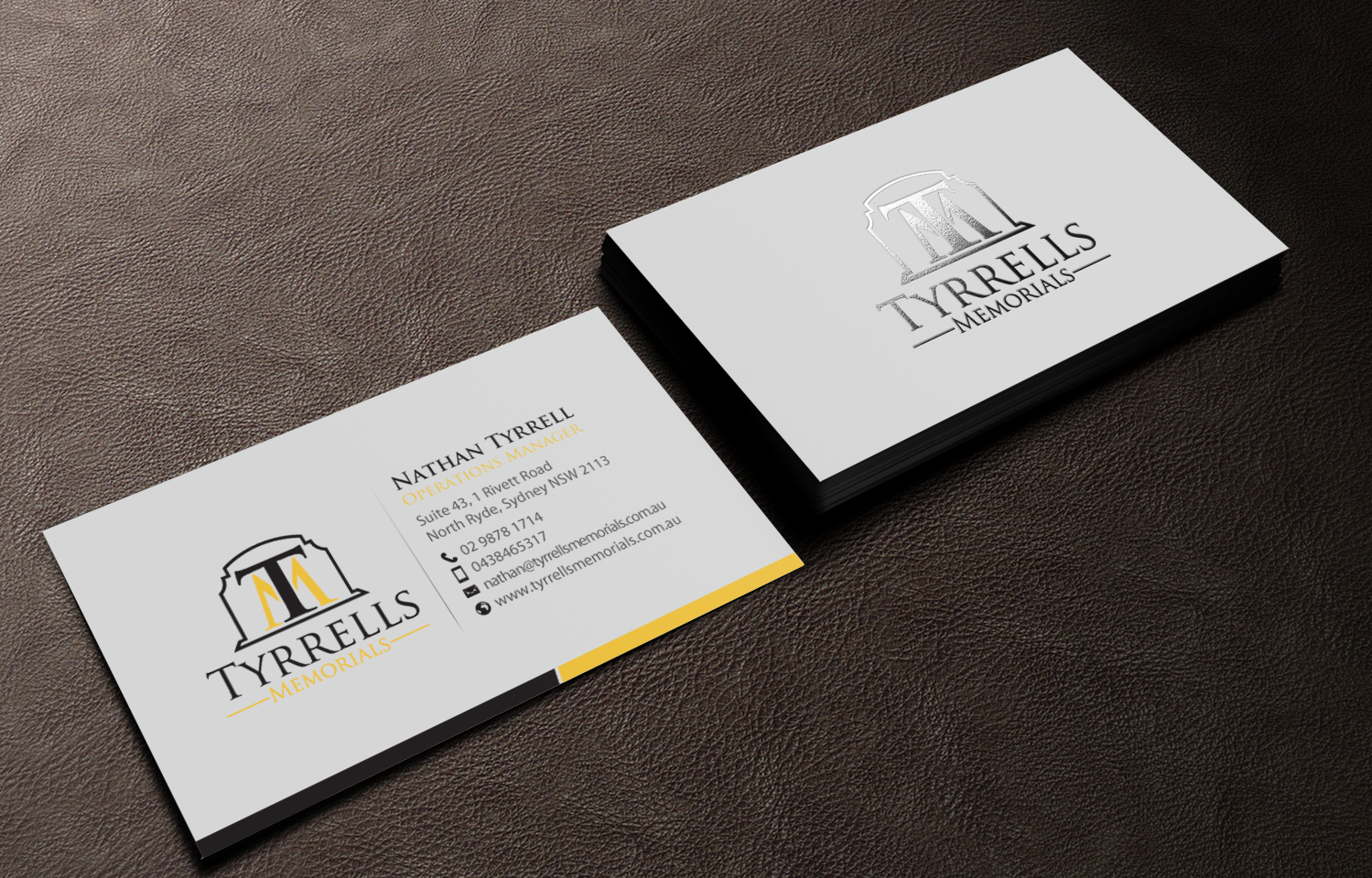 Business Card Design by chandrayaan.creative for Tyrrells Memorials | Design #12677217