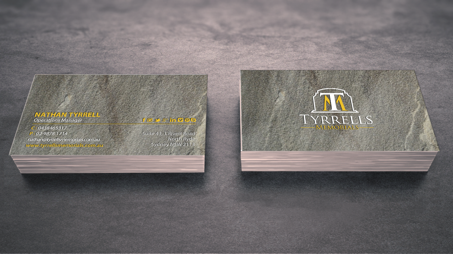 Business Card Design by chandrayaan.creative for Tyrrells Memorials | Design #12724616