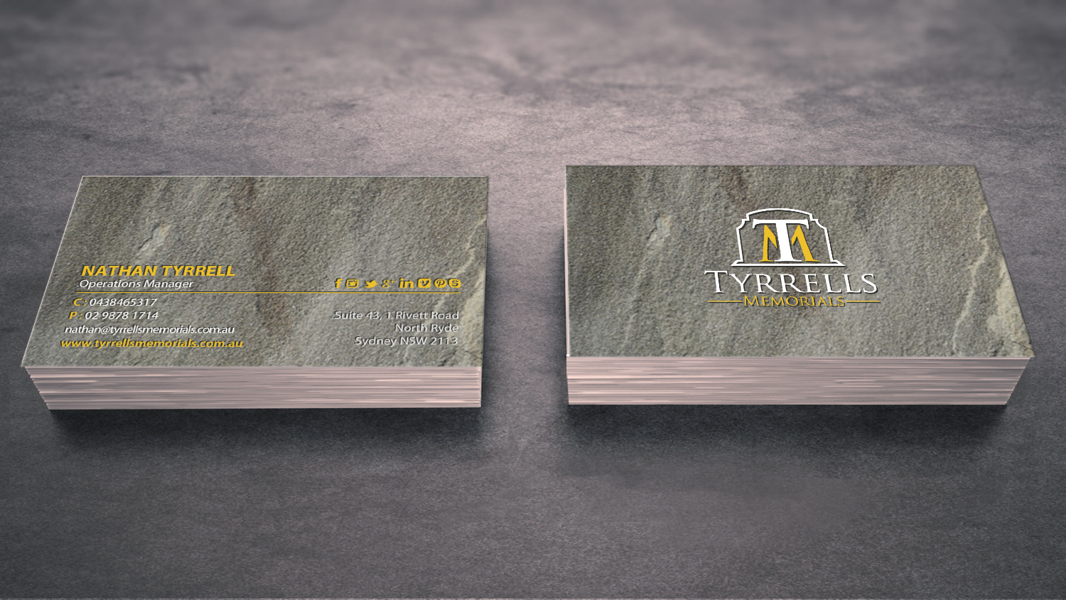 Business Card Design by chandrayaan.creative for Tyrrells Memorials | Design #12724617