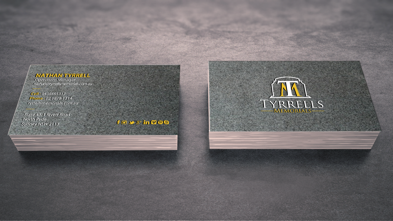 Business Card Design by chandrayaan.creative for Tyrrells Memorials | Design #12724619