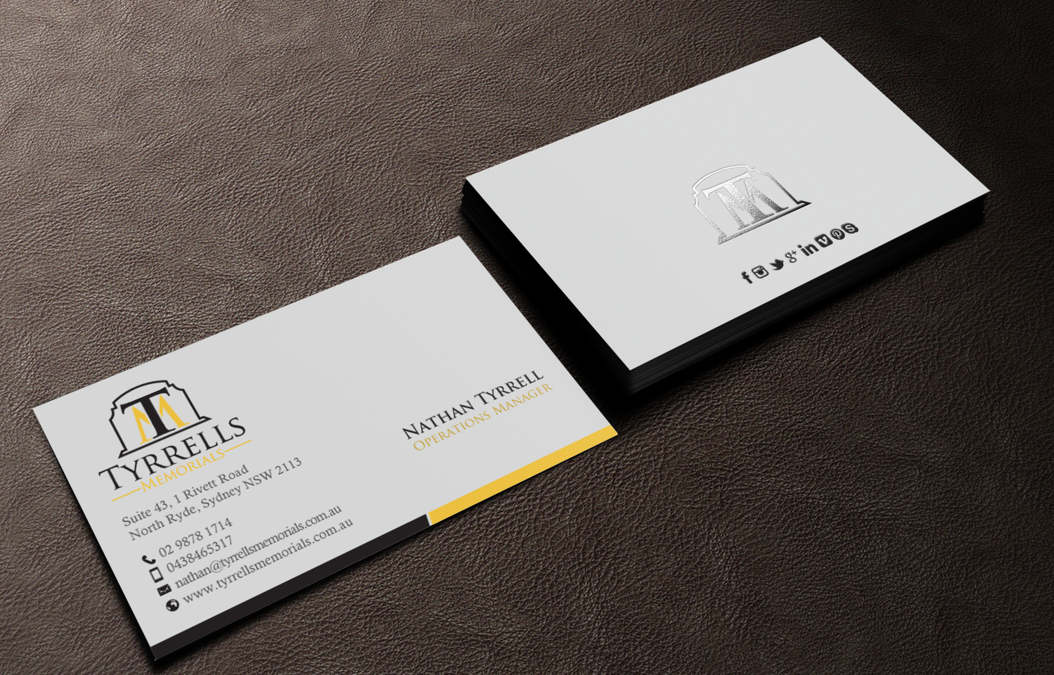Business Card Design by chandrayaan.creative for Tyrrells Memorials | Design #12724633