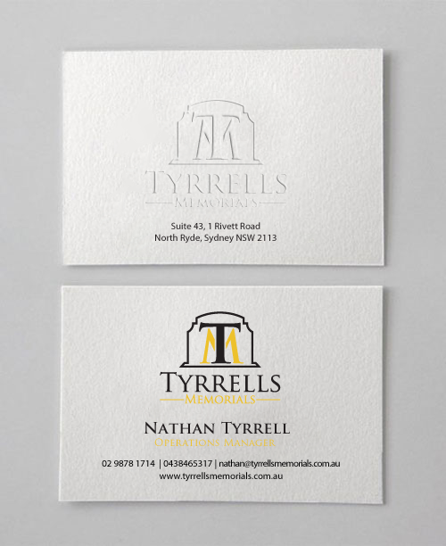 Business Card Design by chandrayaan.creative for Tyrrells Memorials | Design #12777759