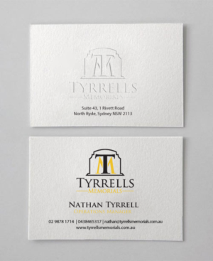 Business Card Design by chandrayaan.creative for Tyrrells Memorials | Design: #12777759