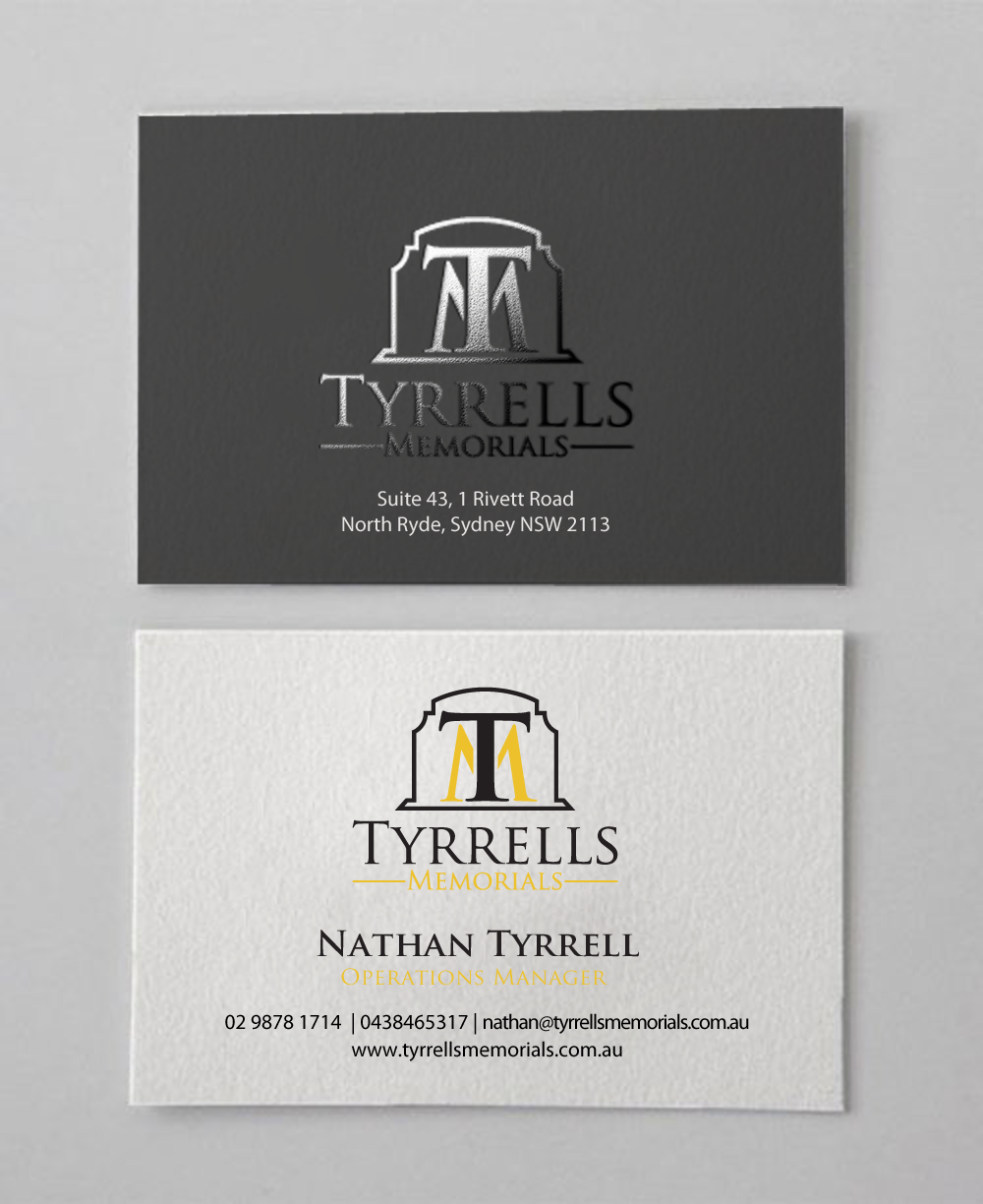 Business Card Design by chandrayaan.creative for Tyrrells Memorials | Design #12777832