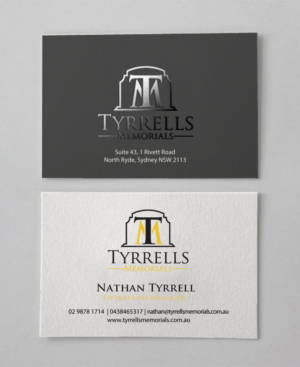 Business Card Design by chandrayaan.creative for Tyrrells Memorials | Design: #12777832