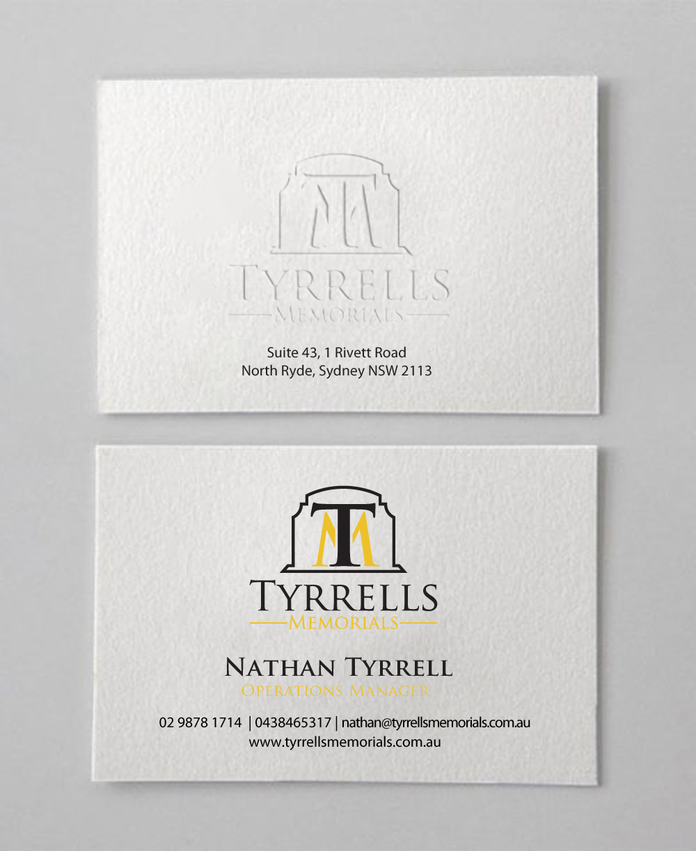Design de Carte de Visite par chandrayaan.creative pour Tyrrells Memorials | Design #12777833
